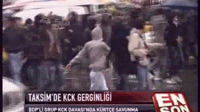 Taksim'de KCK protestosu itfaiye aracı yaktılar otobüs taşladılar