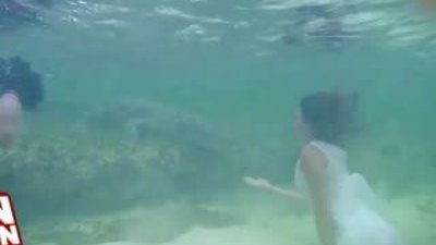 Kadın modelden timsahlar ile inanılmaz sualtı çekimi