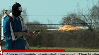 Alev makinesinin oluşturduğu lav ateşi - Slow Motion