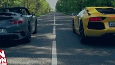 Porsche 911 Turbo S ile Lamborghini Aventador kapıştı