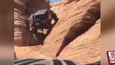 Düz kayalıklardan tırmanan 4x4