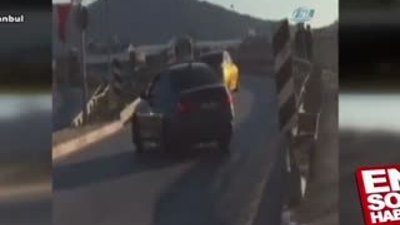 Trafikte drift yapan genç kamerada