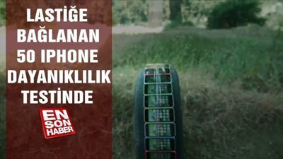 Lastiğe bağlanan 50 Iphone dayanıklılık testinde