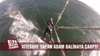 Kitesurf yapan adam balinaya çarptı