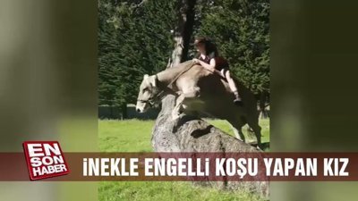 İnekle engelli koşu yapan kız