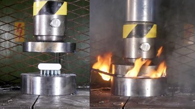 Powerbank hidrolik pres makinesiyle ezildi