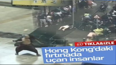 Hong Kong'da tayfun her şeyi uçurdu