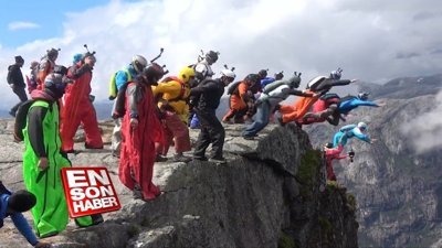 Adrenalin tutkunlarından toplu atlayış