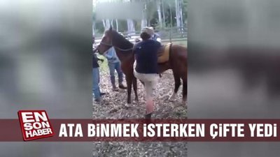 Ata binmek isterken tekme yedi