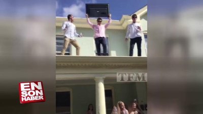 Kızın kafasına çatıdan televizyon fırlatan adam