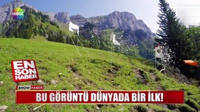 Çılgın paraşütçünün inanılmaz gösterisi