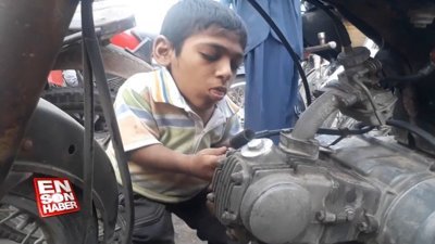 16 yaşındaki sevimli motor ustası