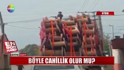 Makara yüklü kamyonun akıl almaz görüntüleri