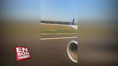 Uçak motoruna kuş girdi