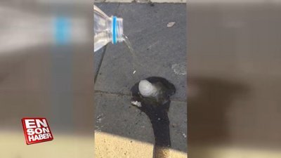 Bingöl'de yere dökülen suyun donma anı