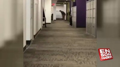  İş yerinde golf oynayan adamdan muhteşem atış