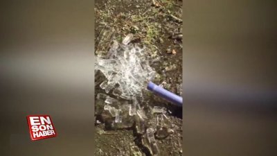 Soğuk havasıyla meşhur Erzurum'da hortumdan akan su