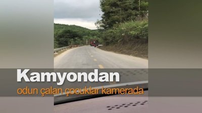 Kamyondan odun çalan çocuklar kamerada