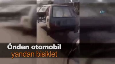 Önden otomobil yandan bisiklet