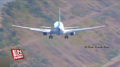 Sert esen rüzgara karşı uçağı başarılı bir şekilde piste indiren pilot