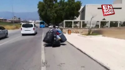 Motosikletlinin yüküyle imtihanı