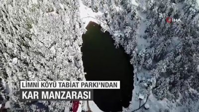 Limni Gölü Tabiat Parkı'ndan kar manzarası 