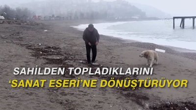 Sahilden topladıklarını 'sanat eseri'ne dönüştürüyor