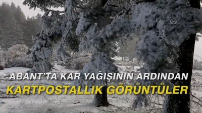 Abant'ta kar yağışının ardından kartpostallık görüntüler