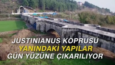 Justinianus Köprüsü yanındaki yapılar gün yüzüne çıkıyor 