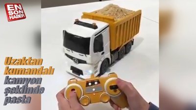 Uzaktan kumandalı kamyon şeklinde pasta