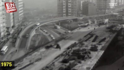 1974'te Mecidiyeköy Viyadüğü'nün yapım çalışmaları