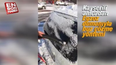 Kayserili amcadan Egzoz dumanıyla buz çözme yöntemi