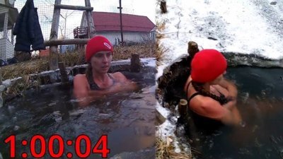 Buz tutan suda 1 saat duran Türk kızı Osman Delibaş