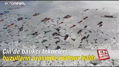 Çin'de balıkçı tekneleri buzulların arasında mahsur kaldı