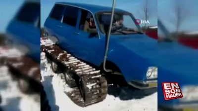 Trabzon’da ustalar Torosu paletli kar aracına dönüştürdü