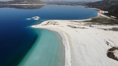 Salda Gölü havadan görüntülendi
