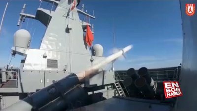 Milli gemimizden ilk defa milli füze atışı