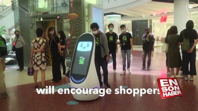 Tayland'daki AVM'de robotlu korona önlemi