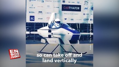 Japonya'daki uçan araba projesinde yolculu deneme uçuşu