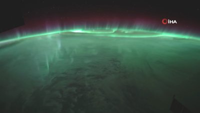 Kuzey ışıklarının uzaydan çekilen görüntüsü