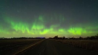 ABD'de Kuzey Dakota üzerinde Kuzey Işıkları'nın büyüleyici görüntüsü