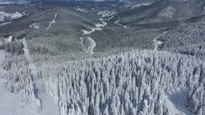 Beyaz örtüyle kaplanan Ilgaz, havadan görüntülendi