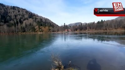 Doğa harikası Karagöl buz tuttu
