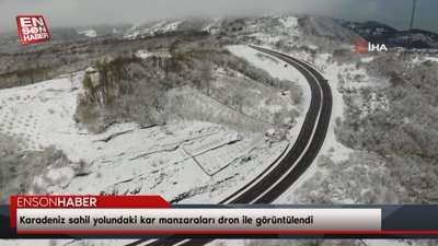 Karadeniz sahil yolundaki kar manzaraları