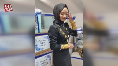 Altınları ve çeyiziyle sosyal medyada şov yaptı