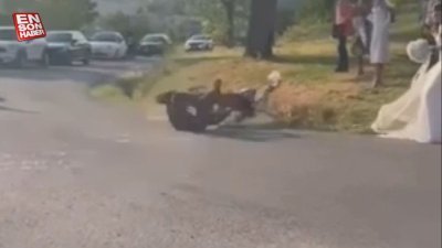 Düğüne havalı giriş yapmak istedi: Damat hastanelik oldu