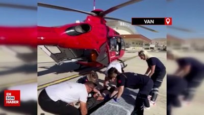 Van’da göğüs ağrısı olan hasta için helikopter havalandı