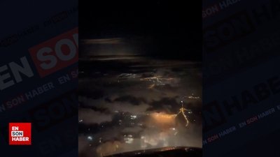 İnişe geçmiş uçağın ön kamerasından görüntüler