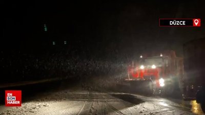 Düzce-Zonguldak Batı Karadeniz bağlantı yolunda kar etkili oluyor
