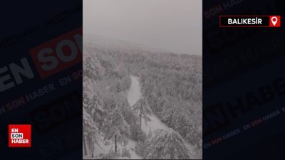 Kazdağları Milli Parkı’ndaki kar manzaraları dronla görüntülendi